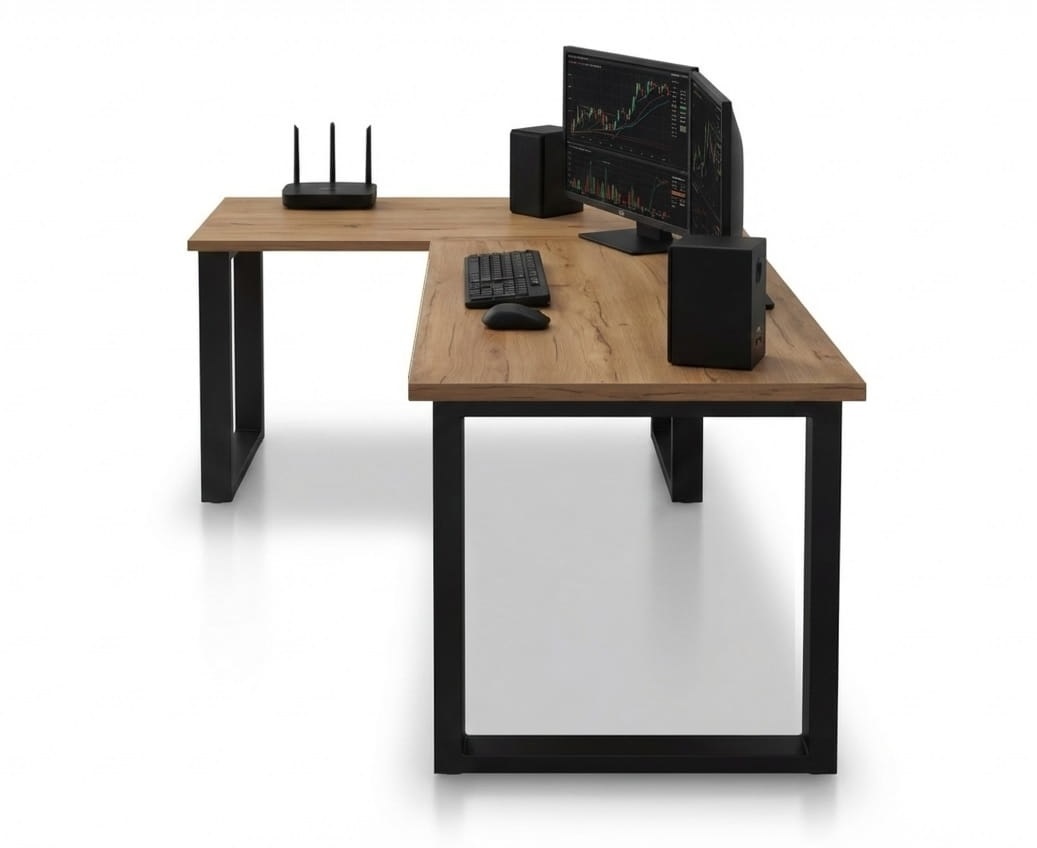 BIURKO 120X180X60 blat 18 MM KOMPUTEROWE GAMINGOWE NAROŻNE LOFT DĄB ...